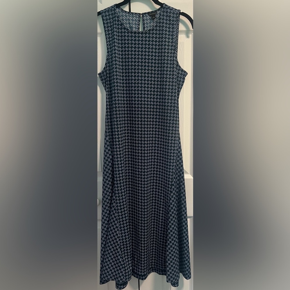 Women's Ann Taylor Green With Purple Patterned Sleeveless Dress